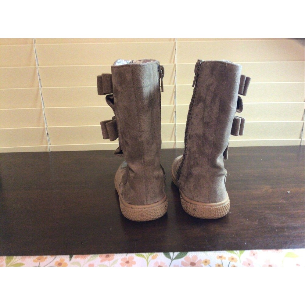 Livie and Luca Neve Taupe Tall Boots Bow Accent Girls Zip Size 7